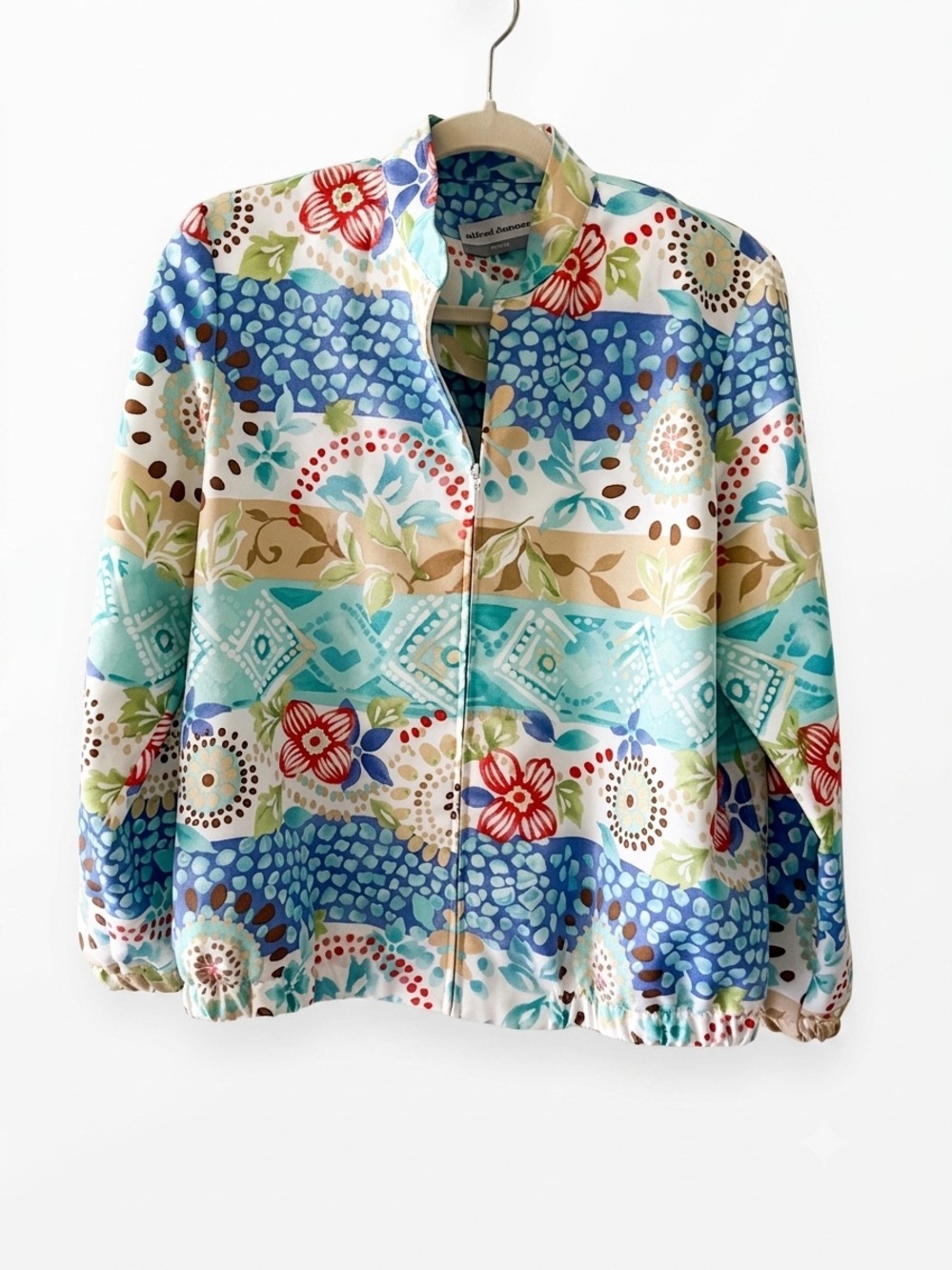 Alfred Dunner Petite 8P Floral Geometric Jacket Coastal Grandma Grandmillennial